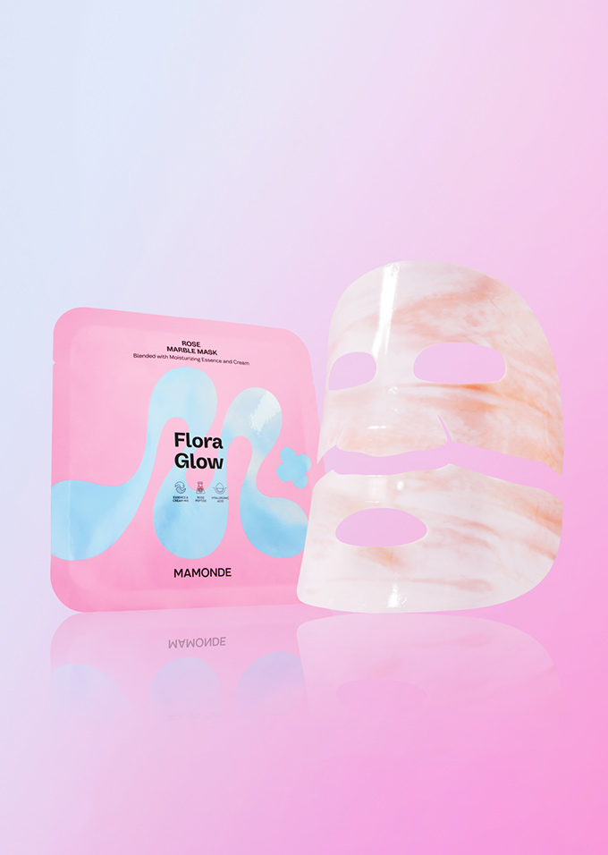 Mamonde Skin Care Flora Glow Rose Marble Mask 3 - Radiant skin #Marbled hydrogel mask, Bouncy and smooth