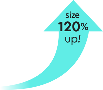 Size 120% up!