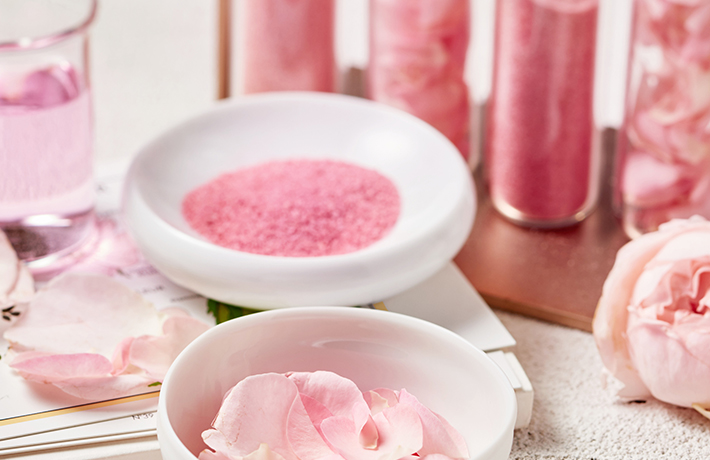 4가지 핑크빛 꽃(장미,동백,석류,작약)에서 추출한 핑크 피그먼트