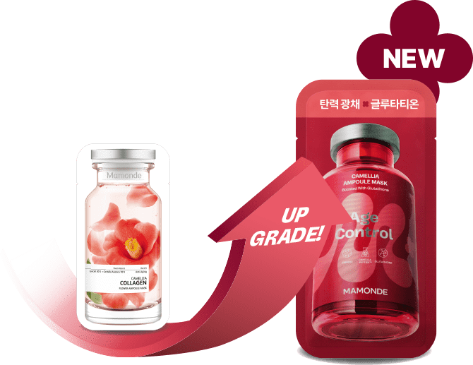 플라워 앰플 마스크팩 동백 23ml/1매가 에이지 컨트롤 카멜리아 앰플 마스크팩 23ml/1매로 새롭게 업그레이드 되었습니다.