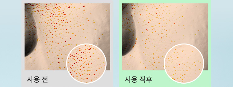 마몽드, 어메이징 딥 민트 클렌징밤/사용 전 사용 직후 비교