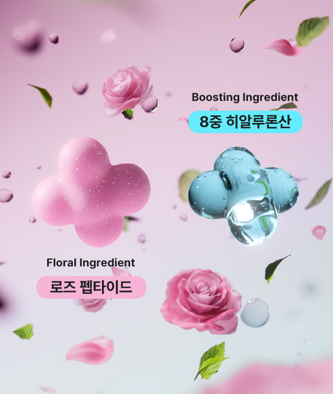 Boosting Ingredient 8중 히알루론산 / Floral Ingredient 로즈 펩타이드