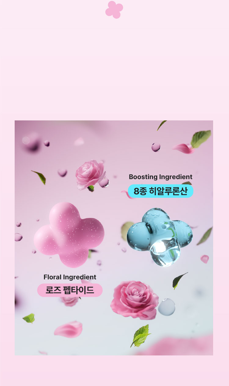 Boosting Ingredient 8종 히알루론산/Floral Ingredient 로즈 펩타이드